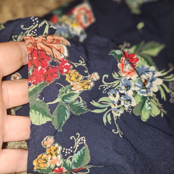 Angie Navy Floral Paperbag Waist Women's Shorts - Picture 9 of 11